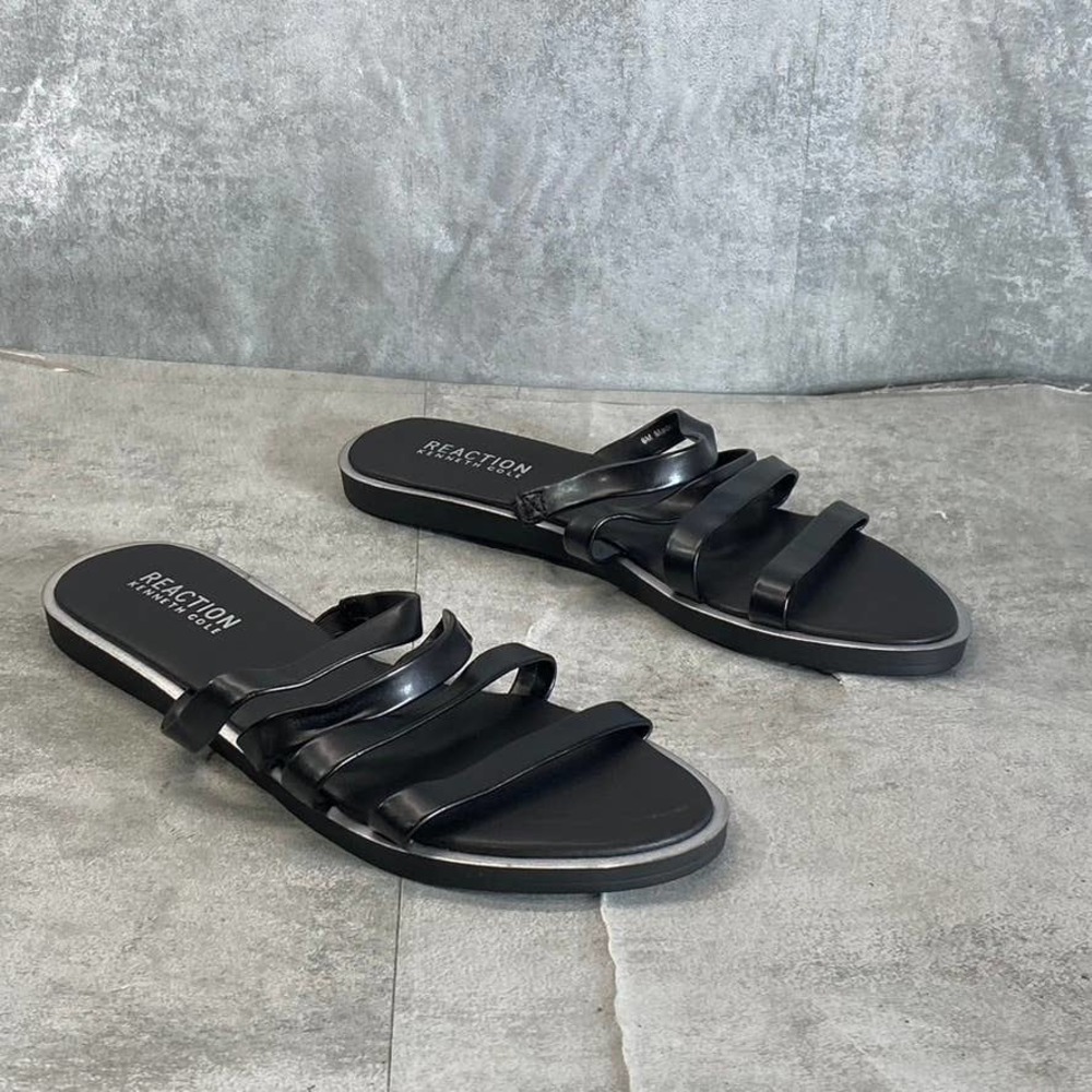 Kenneth Cole Reaction Women's Black Sloan Four Band Slide Flat Sandals SZ 6 - Picture 2 of 11